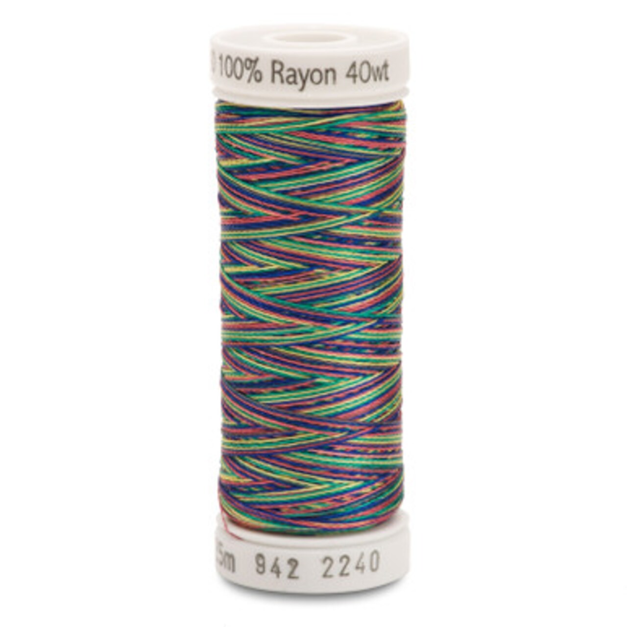 Sulky 40 Wt. Rayon Multi-Color Thread -Green/Coral/Blue/Yellow - 250 yd. Spool